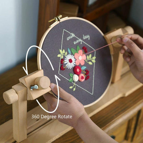 Planet Gates Wood Embroidery Hoop Stand Cross Stitch Embroidery Frame Desk Standing Rack Craft Needlework Art Sewing Home Stitchwork Tools