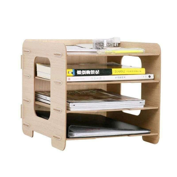 Planet Gates Wood Hand Made Desk Organizer Office School Supplies Desk Accessories Organizer 4 Layers File Tray Book Holder