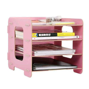 Planet Gates Wood Hand Made Desk Organizer Office School Supplies Desk Accessories Organizer 4 Layers File Tray Book Holder