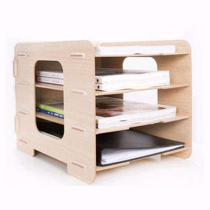 Planet Gates Wood Hand Made Desk Organizer Office School Supplies Desk Accessories Organizer 4 Layers File Tray Book Holder