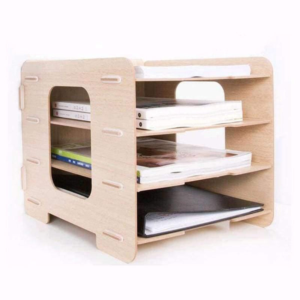 Planet Gates Wood Hand Made Desk Organizer Office School Supplies Desk Accessories Organizer 4 Layers File Tray Book Holder
