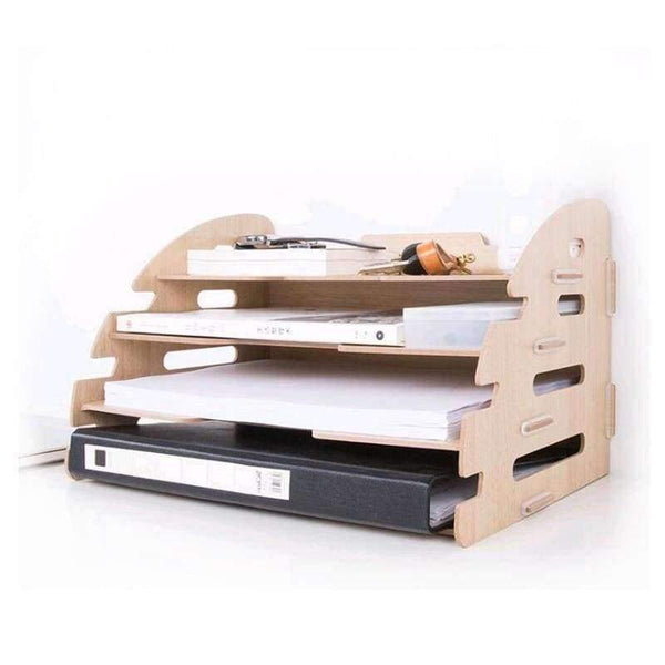 Planet Gates Wood Hand Made Desk Organizer Office School Supplies Desk Accessories Organizer 4 Layers File Tray Book Holder