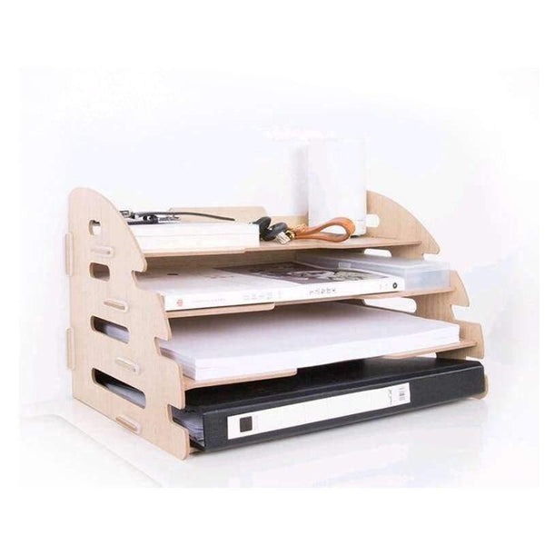 Planet Gates Wood Hand Made Desk Organizer Office School Supplies Desk Accessories Organizer 4 Layers File Tray Book Holder
