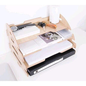 Planet Gates Wood Hand Made Desk Organizer Office School Supplies Desk Accessories Organizer 4 Layers File Tray Book Holder