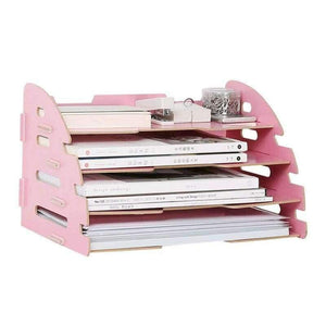 Planet Gates Wood Hand Made Desk Organizer Office School Supplies Desk Accessories Organizer 4 Layers File Tray Book Holder