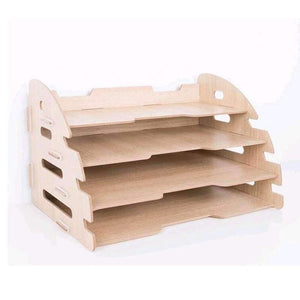 Planet Gates Wood Hand Made Desk Organizer Office School Supplies Desk Accessories Organizer 4 Layers File Tray Book Holder