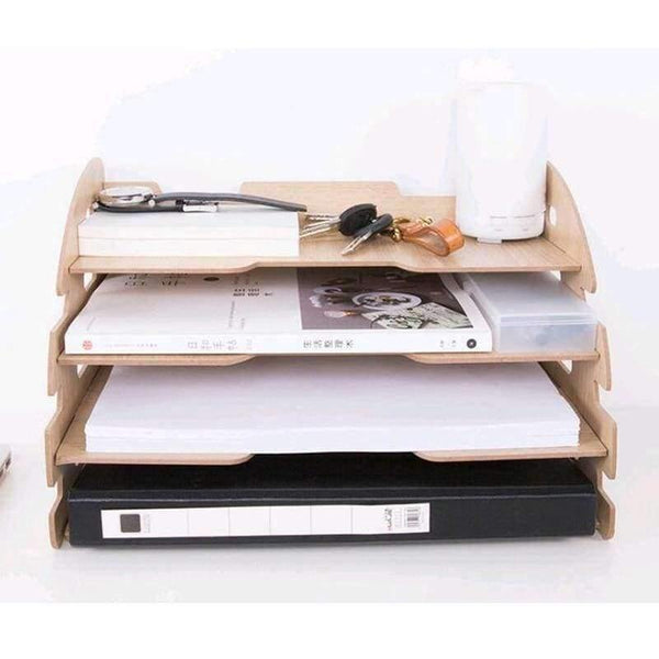 Planet Gates Wood Hand Made Desk Organizer Office School Supplies Desk Accessories Organizer 4 Layers File Tray Book Holder