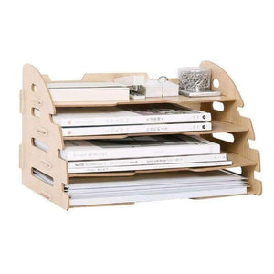 Planet Gates Wood Hand Made Desk Organizer Office School Supplies Desk Accessories Organizer 4 Layers File Tray Book Holder