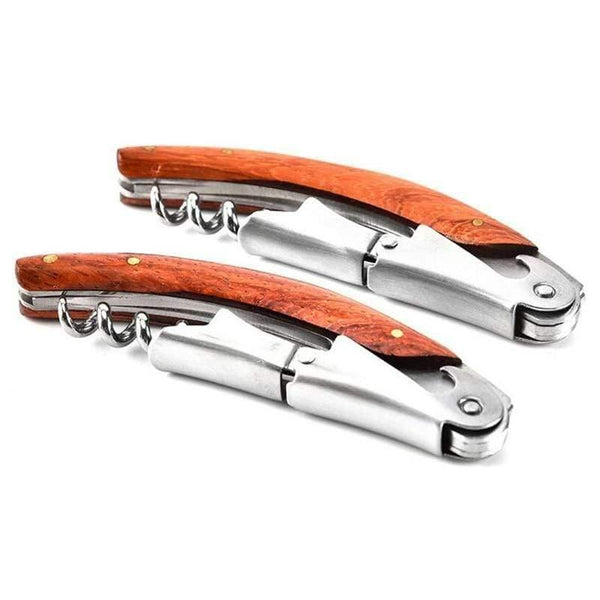 Wood Handle Stainless Corkscrew Double Hinge Waiters Wine Bottle Opener Wholesale Price