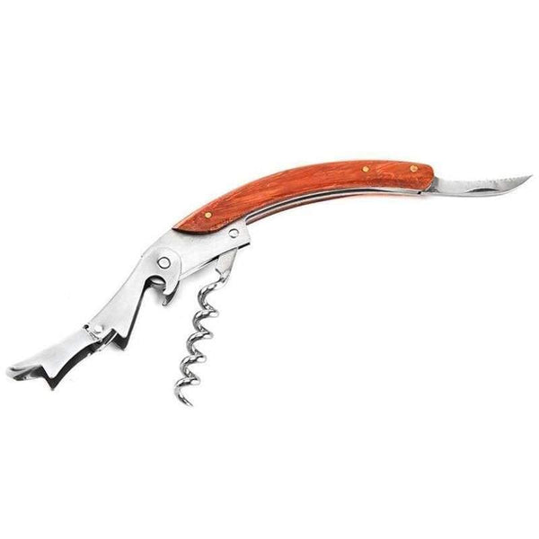 Wood Handle Stainless Corkscrew Double Hinge Waiters Wine Bottle Opener Wholesale Price