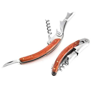 Wood Handle Stainless Corkscrew Double Hinge Waiters Wine Bottle Opener Wholesale Price