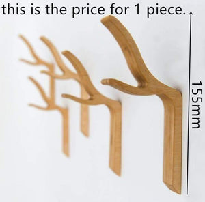 Nordic Style David's Deer Solid Rubber Wood Clothes Hook Keys holder Cupboard Handle Door Pull Handles Entryway Wood Hook