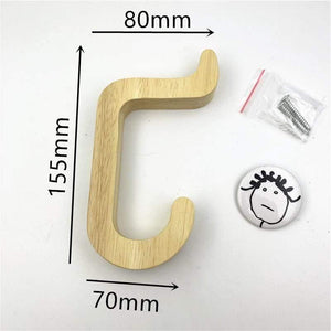 Nordic Style David's Deer Solid Rubber Wood Clothes Hook Keys holder Cupboard Handle Door Pull Handles Entryway Wood Hook