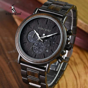 Planet Gates Wood Stainless Steel Men Watch Stylish Wooden Timepieces Chronograph Quartz Watches relogio masculino W-Q26