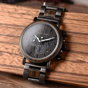 Planet Gates Wood Stainless Steel Men Watch Stylish Wooden Timepieces Chronograph Quartz Watches relogio masculino W-Q26