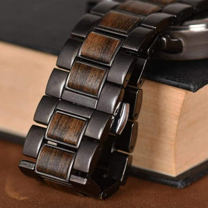 Planet Gates Wood Stainless Steel Men Watch Stylish Wooden Timepieces Chronograph Quartz Watches relogio masculino W-Q26