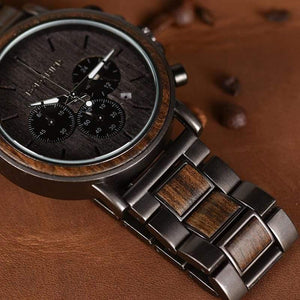 Planet Gates Wood Stainless Steel Men Watch Stylish Wooden Timepieces Chronograph Quartz Watches relogio masculino W-Q26