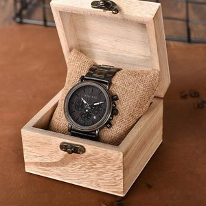 Planet Gates Wood Stainless Steel Men Watch Stylish Wooden Timepieces Chronograph Quartz Watches relogio masculino W-Q26