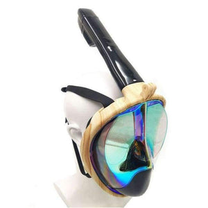 Planet Gates Wood stripe / S/M Plated Diving Mask Scuba Mask Underwater Anti Fog Full Face Snorkeling Mask Women Men Swimming Snorkel Diving Equipment