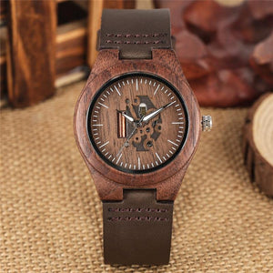Planet Gates Wooden Couple Watch Quartz Leather Band Handmade Walnut Wood Watches Hollow Dial Valentine's Day Lover Gift reloj para parej