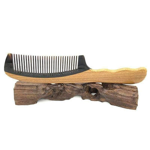 Planet Gates Wooden Hair Care Styling Real Buffalo Horn and Green Sandalwood Comb Haarpflege  Der kamm with Free Velvet Pouch L-734