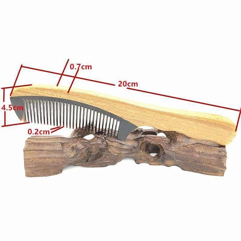 Planet Gates Wooden Hair Care Styling Real Buffalo Horn and Green Sandalwood Comb Haarpflege  Der kamm with Free Velvet Pouch L-734