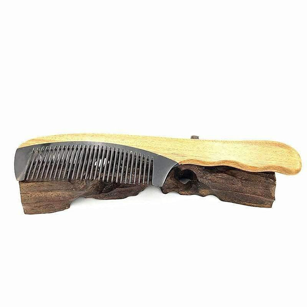 Planet Gates Wooden Hair Care Styling Real Buffalo Horn and Green Sandalwood Comb Haarpflege  Der kamm with Free Velvet Pouch L-734