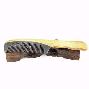Planet Gates Wooden Hair Care Styling Real Buffalo Horn and Green Sandalwood Comb Haarpflege  Der kamm with Free Velvet Pouch L-734