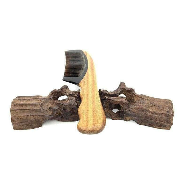 Planet Gates Wooden Hair Care Styling Real Buffalo Horn and Green Sandalwood Comb Haarpflege  Der kamm with Free Velvet Pouch L-734
