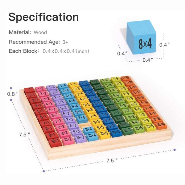 Planet Gates Wooden Multiplication & Math Table Board Game Kids Montessori Preschool Learning Educational Toys Gift for Toodler