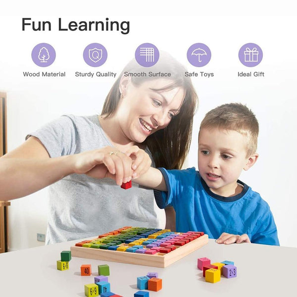 Planet Gates Wooden Multiplication & Math Table Board Game Kids Montessori Preschool Learning Educational Toys Gift for Toodler