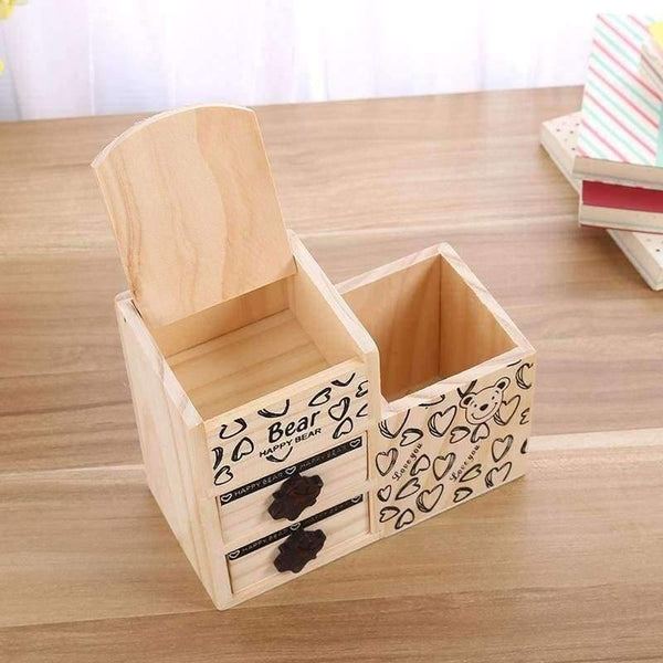 Planet Gates Wooden Pen Holder Kawaii Desk Tidy Organizer Pencil Holder Cute Anime Cartoon Desktop Pen Pot Creative Office Accessories