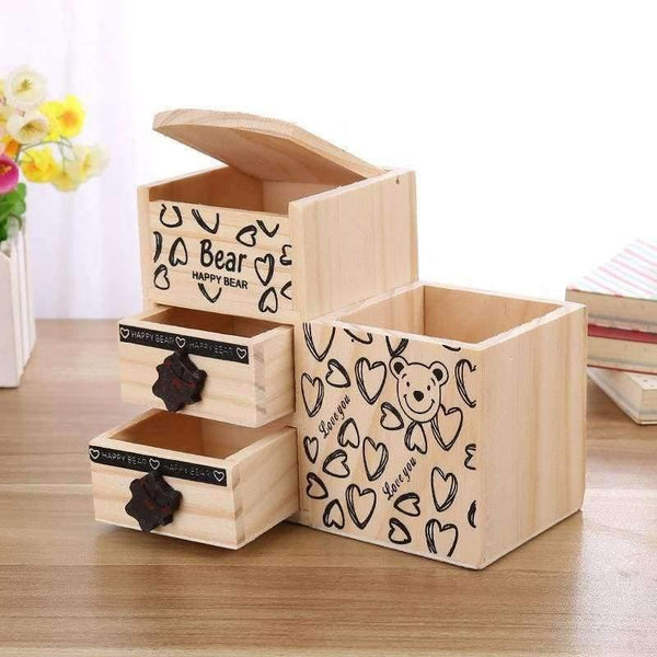 Planet Gates Wooden Pen Holder Kawaii Desk Tidy Organizer Pencil Holder Cute Anime Cartoon Desktop Pen Pot Creative Office Accessories