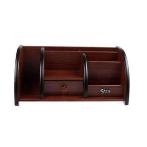 Planet Gates Wooden Pen Holder Stationery Holder Pen Pots Desk Organizer Pencil Stands Office Desk Accessories with Small Drawer