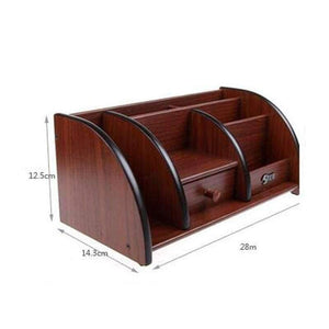 Planet Gates Wooden Pen Holder Stationery Holder Pen Pots Desk Organizer Pencil Stands Office Desk Accessories with Small Drawer