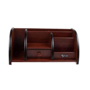 Planet Gates Wooden Pen Holder Stationery Holder Pen Pots Desk Organizer Pencil Stands Office Desk Accessories with Small Drawer