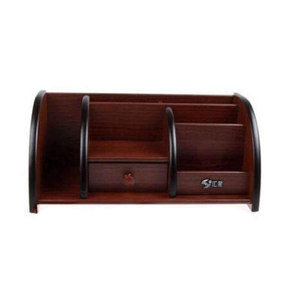 Planet Gates Wooden Pen Holder Stationery Holder Pen Pots Desk Organizer Pencil Stands Office Desk Accessories with Small Drawer