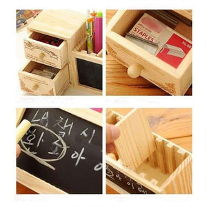 Planet Gates Wooden Pen Holder with Blackboard Cute Desktop Pencil Holder Kawaii Desk Tidy Organizer Pen Pot Creative Office Accessories