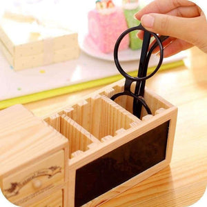 Planet Gates Wooden Pen Holder with Blackboard Cute Desktop Pencil Holder Kawaii Desk Tidy Organizer Pen Pot Creative Office Accessories