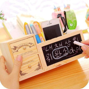 Planet Gates Wooden Pen Holder with Blackboard Cute Desktop Pencil Holder Kawaii Desk Tidy Organizer Pen Pot Creative Office Accessories