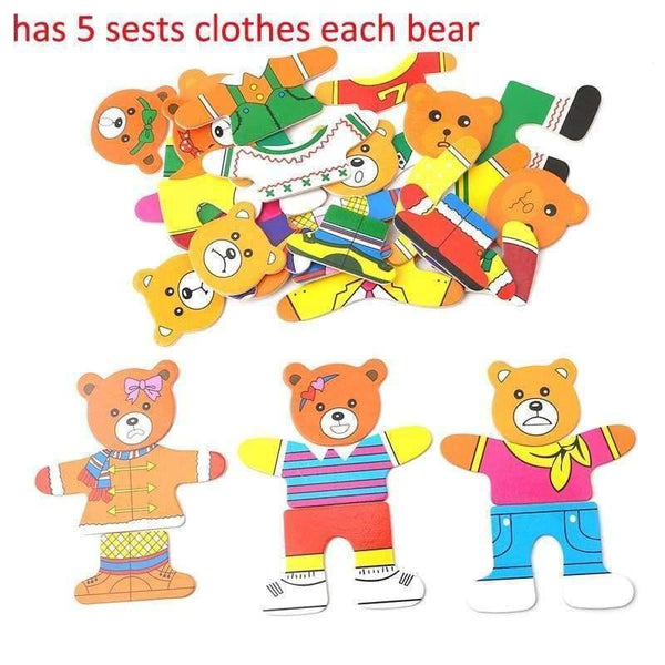 Planet Gates Wooden Puzzle Set Baby Educational Toys Bear Changing Clothes Puzzles Kids Children's Wooden Toy Free Shipping