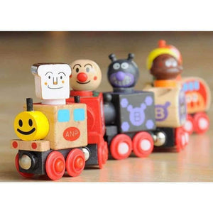 Planet Gates Wooden toy 6pcs Cars Magnetic small Cartoon Train magnetic bread superman, Wood Educational Kids Classic Train toy