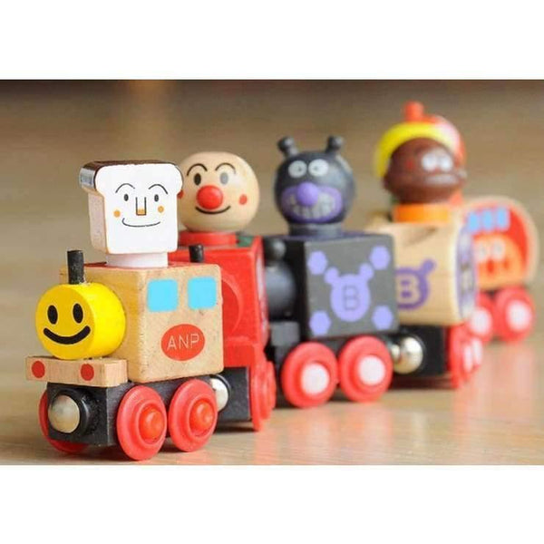 Planet Gates Wooden toy 6pcs Cars Magnetic small Cartoon Train magnetic bread superman, Wood Educational Kids Classic Train toy