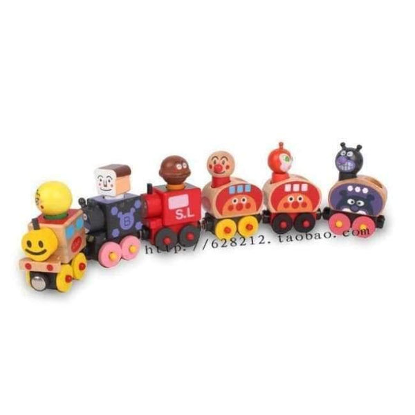 Planet Gates Wooden toy 6pcs Cars Magnetic small Cartoon Train magnetic bread superman, Wood Educational Kids Classic Train toy