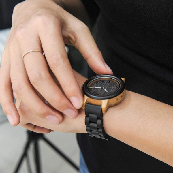 Planet Gates Wooden Watches Eastern Arabic Persian Farsi Numerals Dial Face Watches Ebony Band Watch for Lover's