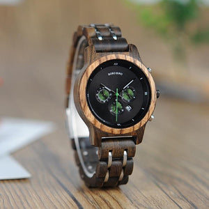 Planet Gates Wooden Watches for Lovers Wood and Steel Combined Design with Stop Watch Three Colors Option