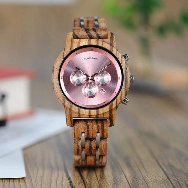 Planet Gates Wooden Watches for Lovers Wood and Steel Combined Design with Stop Watch Three Colors Option