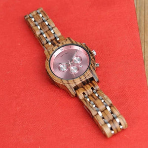 Planet Gates Wooden Watches for Lovers Wood and Steel Combined Design with Stop Watch Three Colors Option