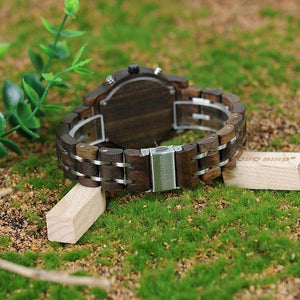 Planet Gates Wooden Watches for Lovers Wood and Steel Combined Design with Stop Watch Three Colors Option