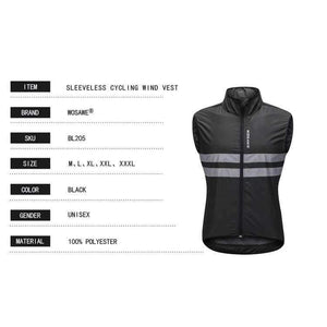 Planet Gates WOSAWE Reflective Cycling Vests Sleeveless Windproof Shirts MTB Road Bike Bicycle Jersey Top Cycle Clothing Wind Coat